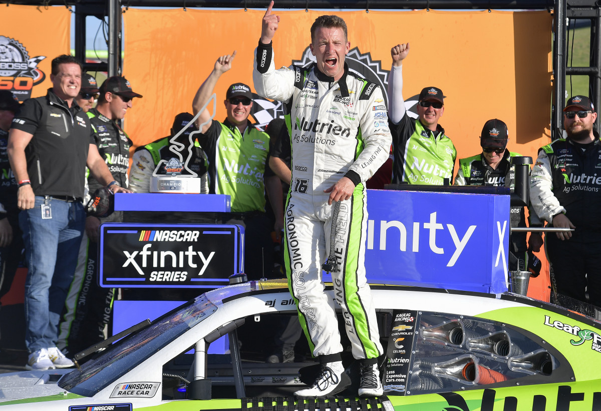 A.J. Allmendinger will be running full-time for the NASCAR Xfinity championship in 2024, as well as compete in select Cup races, including Sunday's (weather permitting) Daytona 500. (Photo by Logan Riely/Getty Images)